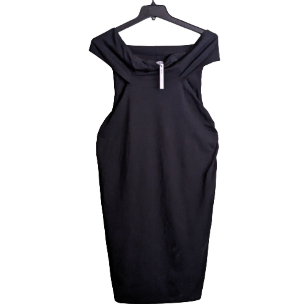 ASOS Dress Maternity Black Off The Shoulder Cotton Stretch Size 6